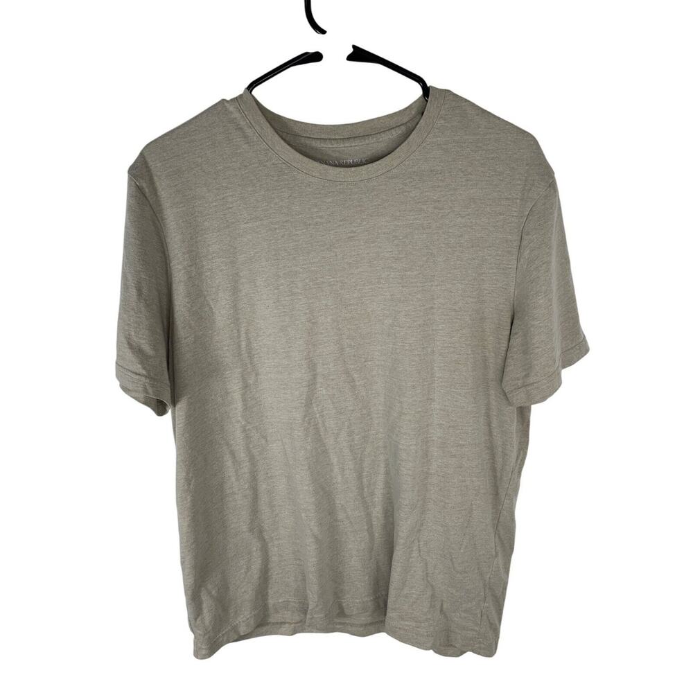Banana Republic Premium Wash T-Shirt L Mens Crew Neck Short Sleeve Heather Beige